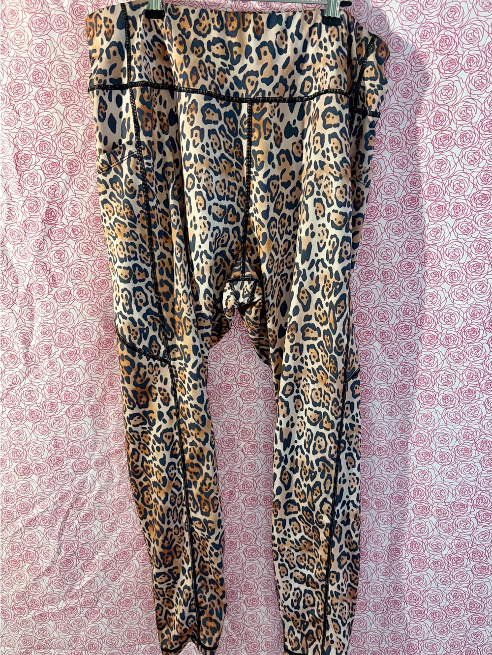 SHEIN Tan and Black Leopard Print Leggings